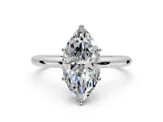 Hidden Halo Engagement Ring Setting for Marquise Center with Thin Round-Wire Band and Prong Head in Sterling Silver