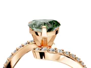Solitaire Engagement Ring Setting for Fancy Green Heart-Shaped Center with Pave Bypass Swirl Band and Prong Head in Rose Gold