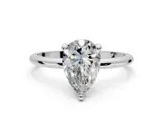 Minimalist Solitaire Engagement Ring Setting for Pear-Shaped Center with Thin Band and Prong Head in Platinum