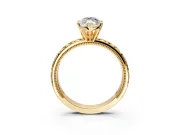 Solitaire Engagement Ring Setting for Marquise Center with XO Engraved Band and Prong Head in Yellow Gold