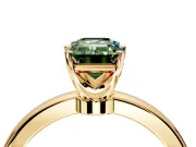 Solitaire Engagement Ring Setting for Fancy Green Emerald Cut Center with Plain Band and Tulip Prong Head in Yellow Gold