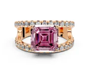 Solitaire Engagement Ring Setting for Fancy Pink Asscher Cut Center with Wide-Open Split Shank and Prong Head in Rose Gold