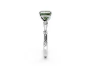 Solitaire Engagement Ring Setting for Fancy Green Princess Cut Center with Bezel Station Band and Prong Head in Platinum