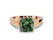 Solitaire Engagement Ring Setting for Fancy Green Cushion Cut Center with Tapered Split Shoulders and Prong Head in Rose Gold