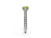 Solitaire Engagement Ring Setting for Fancy Yellow Cushion Cut Center with Engraved Pave Band and Prong Head in Platinum