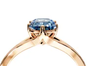 Solitaire Engagement Ring Setting for Fancy Blue Emerald Cut Center with Plain Split Shank and Prong Head in Rose Gold