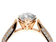 Solitaire Engagement Ring Setting for Marquise Center with Multi-Row Accents and Prong Head in Rose Gold