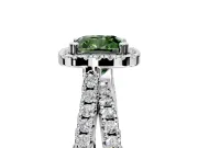 Halo Engagement Ring Setting for Fancy Green Cushion Cut Center with Double Pave Split Shank and Prong Head in Platinum
