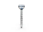 Solitaire Engagement Ring Setting for Fancy Blue Princess Cut Center with Shared-Prong Accents and Prong Head in Platinum