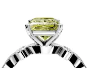 Solitaire Engagement Ring Setting for Fancy Yellow Princess Cut Center with Milgrain Bezel Accents and Prong Head in White Gold