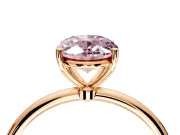 Solitaire Engagement Ring Setting for Fancy Pink Oval Center with Straight Thin Band and Prong Head in Rose Gold