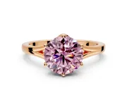 Solitaire Engagement Ring Setting for Fancy Pink Round Cut Center with Plain Split Shank and Prong Head in Rose Gold