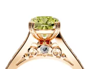 Solitaire Engagement Ring Setting for Fancy Yellow Cushion Cut Center with Channel Band and Double Claw Prong Head in Rose Gold