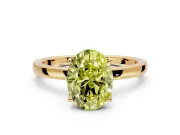 Solitaire Engagement Ring Setting for Fancy Yellow Oval Center with Thin Rounded Plain Band and Prong Head in Yellow Gold