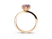 Solitaire Engagement Ring Setting for Fancy Pink Heart-Shaped Center with Thin Rounded Plain Band and Prong Head in Rose Gold