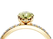 Solitaire Engagement Ring Setting for Fancy Yellow Pear-Shaped Center with Round Cut Pave Band and Prong Head in Yellow Gold