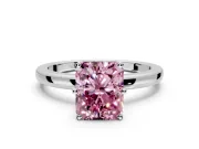 Solitaire Engagement Ring Setting for Fancy Pink Radiant Cut Center with Plain Band and Tulip Prong Head in Sterling Silver