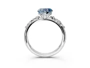 Cluster Engagement Ring Setting for Fancy Blue Heart-Shaped Center with Round Cut Accent Band and Prong Head in Platinum
