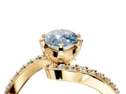 Solitaire Engagement Ring Setting for Fancy Blue Marquise Center with Pave Bypass Swirl Band and Prong Head in Yellow Gold