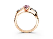 Channel-Set Engagement Ring Setting for Fancy Pink Pear-Shaped Center with Baguette Band and Prong Head in Rose Gold