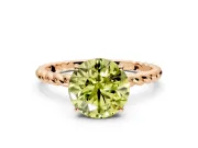 Solitaire Engagement Ring Setting for Fancy Yellow Round Cut Center with Plain Twisted Rope Band and Prong Head in Rose Gold