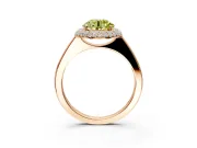 Halo Engagement Ring Setting for Fancy Yellow Round Cut Center with Plain Tapered Band and Prong Head in Rose Gold
