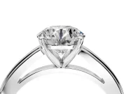 Solitaire Engagement Ring Setting for Round Cut Center with Flat-Sided Plain Band and Prong Head in Platinum