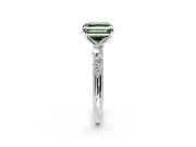 Cluster Engagement Ring Setting for Fancy Green Asscher Cut Center with Round Cut Accent Band and Prong Head in Platinum