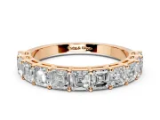 Asscher Cut Lab-Grown Diamond Half Eternity Wedding Band with Shared-Prong Setting in Rose Gold