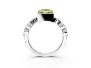 Vintage Station Engagement Ring Setting for Fancy Yellow Princess Cut Center with Accents and Prong Head in White Gold
