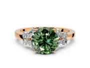 Solitaire Engagement Ring Setting for Fancy Green Round Cut Center with Marquise Flower Shoulders and Prong Head in Rose Gold