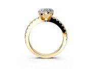 Solitaire Engagement Ring Setting for Heart-Shaped Center with Single Row Accent Band and Prong Head in Yellow Gold