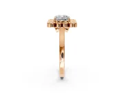 Cluster Halo Engagement Ring Setting for Cushion Cut Center with Milgrain Bezel Accents and Prong Head in Rose Gold