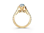 Solitaire Engagement Ring Setting for Fancy Blue Marquise Center with Pave Cathedral Shoulders and Prong Head in Yellow Gold
