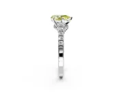 Solitaire Engagement Ring Setting for Fancy Yellow Pear-Shaped Center with Crossover Accents and Prong Head in White Gold