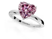 Solitaire Engagement Ring Setting for Fancy Pink Heart-Shaped Center with Plain Band and Tulip Prong Head in Platinum