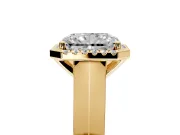 Halo Engagement Ring Setting for Radiant Cut Center with Knife Ridge Cathedral Band and Prong Head in Yellow Gold