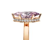 Hidden Halo Engagement Ring Setting for Fancy Pink Marquise Center with Wide Flat Plain Band and Prong Head in Rose Gold