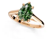 Solitaire Engagement Ring Setting for Fancy Green Pear-Shaped Center with Cathedral Band and Prong Head in Rose Gold