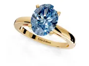 Solitaire Engagement Ring Setting for Fancy Blue Oval Center with Basket Rail and Prong Head in Yellow Gold