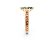 Solitaire Engagement Ring Setting for Fancy Green Marquise Center with Milgrain X Pattern Band and Prong Head in Rose Gold