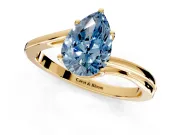 Solitaire Engagement Ring Setting for Fancy Blue Pear-Shaped Center with Plain Bypass Twist Band and Prong Head in Yellow Gold
