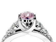 Solitaire Engagement Ring Setting for Fancy Pink Pear-Shaped Center with Graduated Shared Prongs and Prong Head in Sterling Silver