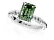 Rope Engagement Ring Setting for Fancy Green Emerald Cut Center with Accent Shoulders and Prong Head in White Gold