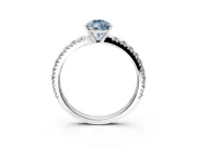 Solitaire Engagement Ring Setting for Fancy Blue Pear-Shaped Center with Large Accent Band and Prong Head in Platinum