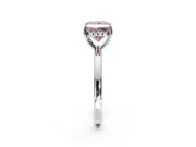 Solitaire Engagement Ring Setting for Fancy Pink Princess Cut Center with Fine Wire Band and Prong Head in Sterling Silver
