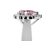 Halo Engagement Ring Setting for Fancy Pink Pear-Shaped Center with Square Band and Prong Head in Platinum