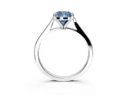 Solitaire Engagement Ring Setting for Fancy Blue Cushion Cut Center with Tapered Shoulders and Prong Head in Platinum