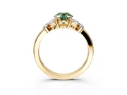 Solitaire Engagement Ring Setting for Fancy Green Oval Center with Marquise Flower Shoulders and Prong Head in Yellow Gold