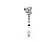 Solitaire Engagement Ring Setting for Heart-Shaped Center with Crossover Accents and Prong Head in White Gold